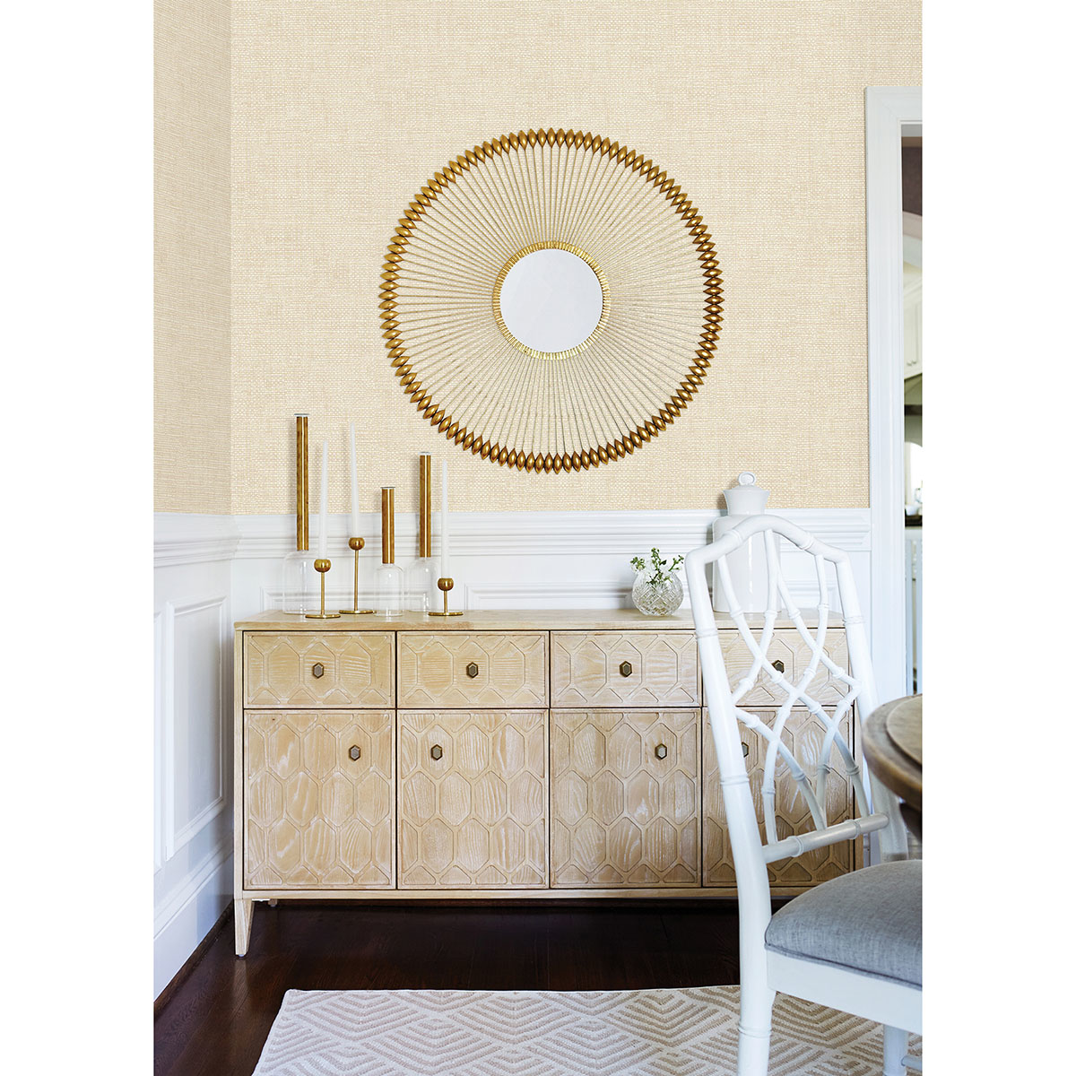 276701694 Hartman Neutral Faux Grasscloth Wallpaper by Brewster