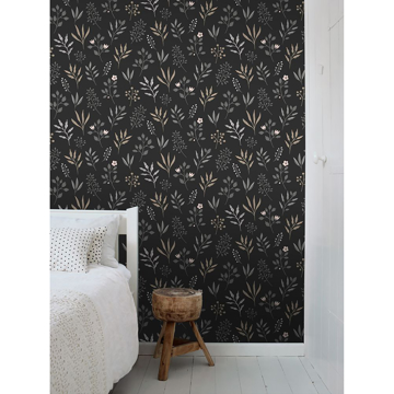 Show details for Cynara Charcoal Scandinavian Floral Wallpaper