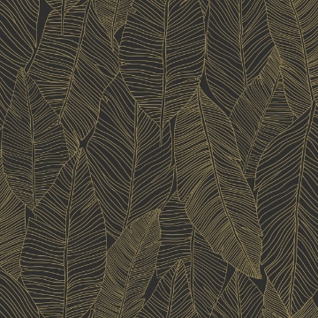 Picture of Canales Black Gold Inked Leaves Wallpaper