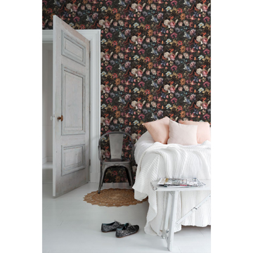 Show details for Zarinda Dark Grey Flowers Wallpaper
