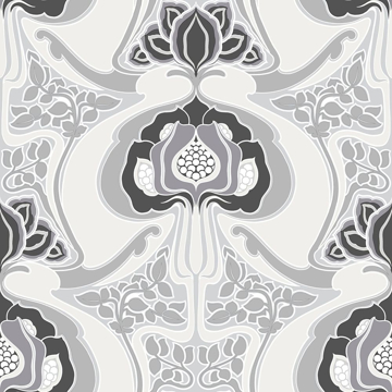 Picture of Joaquin Black Art Nouveau Floral Wallpaper