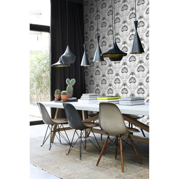 Show details for Joaquin Black Art Nouveau Floral Wallpaper