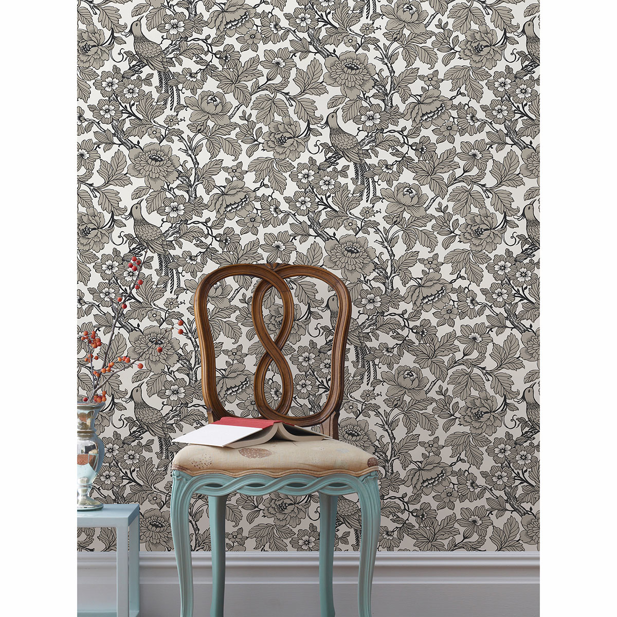 2927-80410 - Beaufort Black Peony Chinoiserie Wallpaper - by A-Street ...