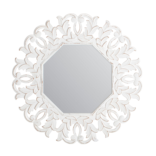 Picture of Tull White Carved Octagonal Mirror