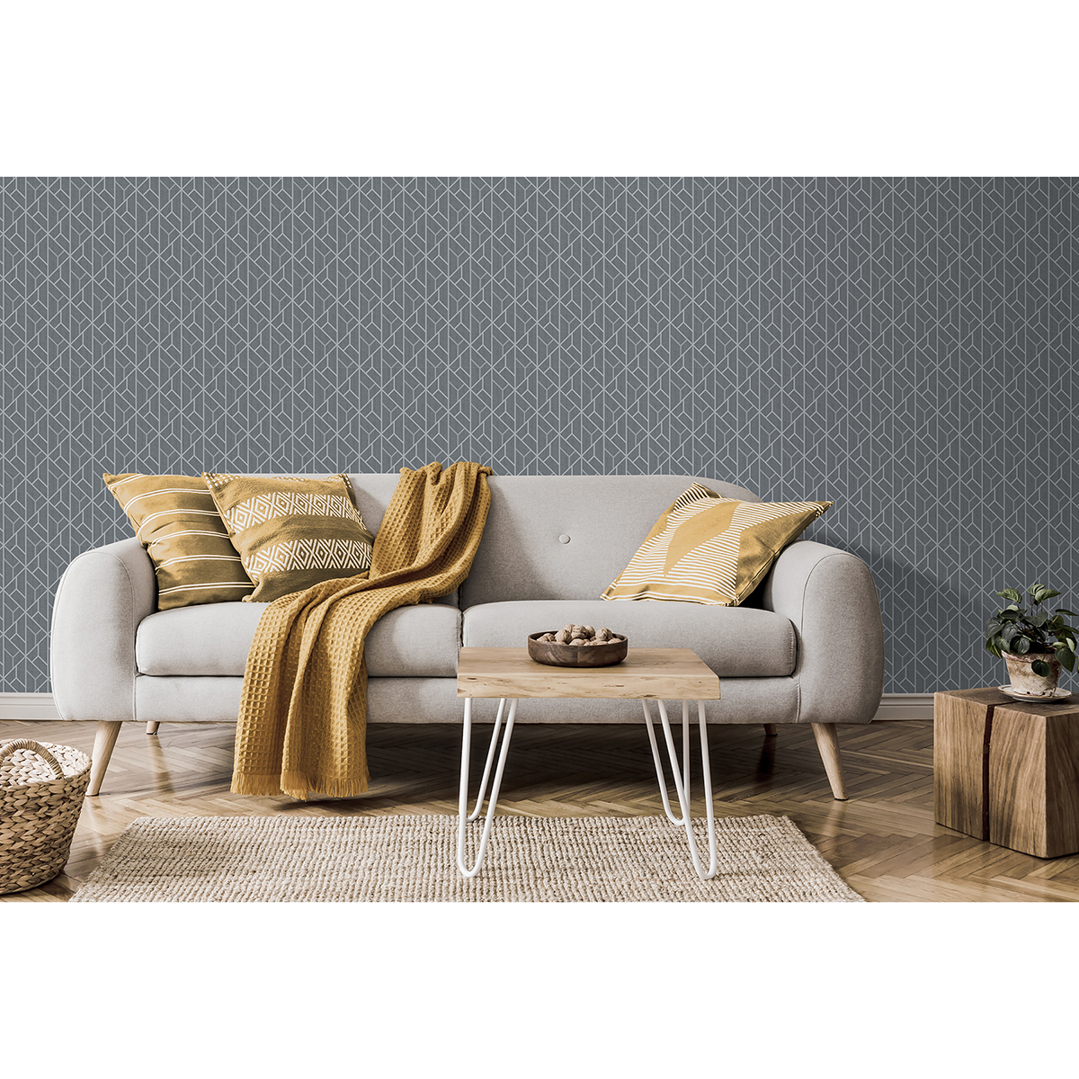 402094009 Wilder Grey Geometric Trellis Wallpaper by Advantage