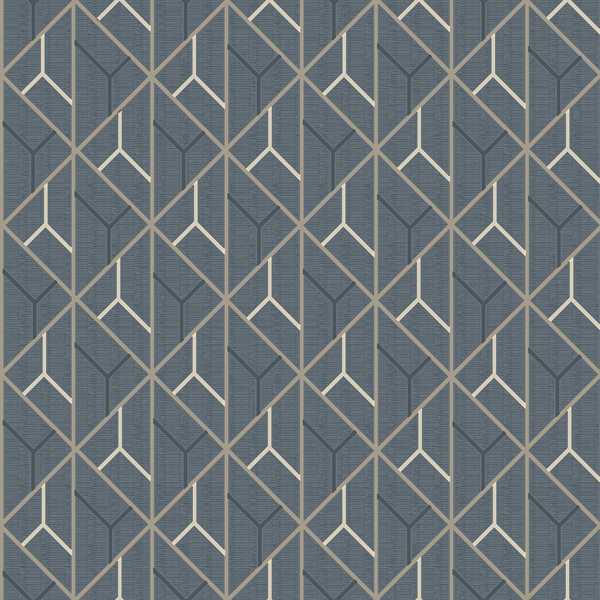 Picture of Wilder Blue Geometric Trellis Wallpaper