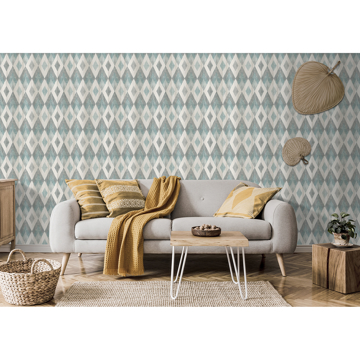 Show details for Ace Teal Diamond Wallpaper