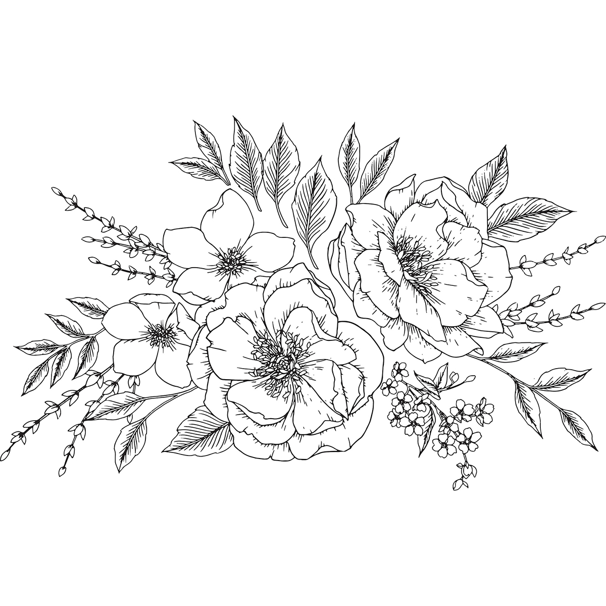 DWPK3904 - Love Karla Designs Peony and Rose Wall Decals - by Love Karla