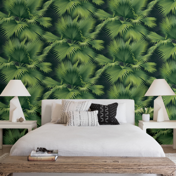 Show details for Summer Palm Dark Green Tropical Wallpaper