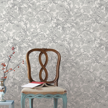 Show details for Beaufort Light Grey Peony Chinoiserie Wallpaper