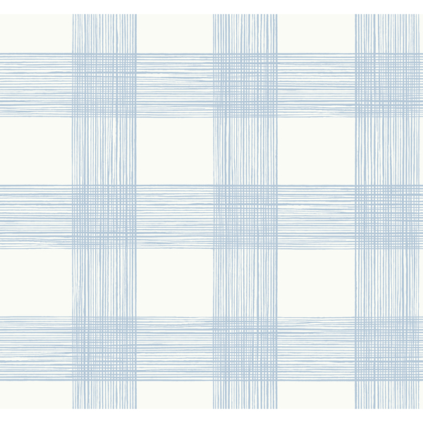 Picture of Scarborough Light Blue Striated Plaid Wallpaper