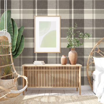 Show details for Madaket Charcoal Plaid Wallpaper