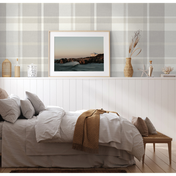Show details for Madaket Light Grey Plaid Wallpaper
