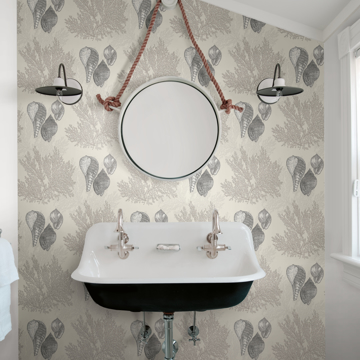 Show details for Nauset Cream Seashell Shores Wallpaper