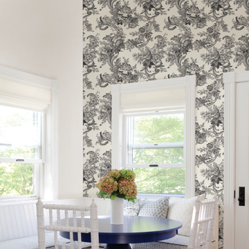 Show details for Carmel Black Baroque Florals Wallpaper