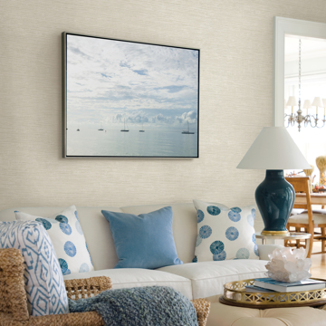 Show details for Tiverton Bone Faux Grasscloth Wallpaper