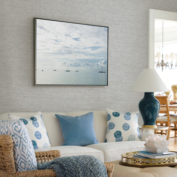 Show details for Tiverton Grey Faux Grasscloth Wallpaper