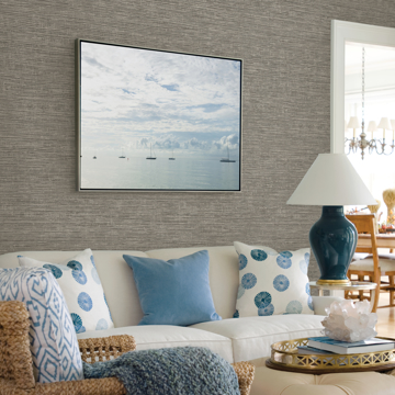 Show details for Tiverton Charcoal Faux Grasscloth Wallpaper
