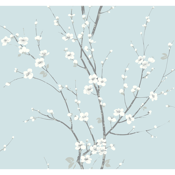 Picture of Monterey Sky Blue Floral Branch Wallpaper