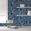 Picture of Southport Navy Delicate Branches Wallpaper