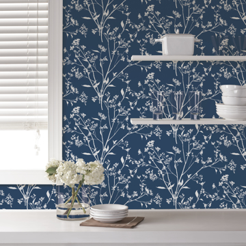 Show details for Southport Navy Delicate Branches Wallpaper