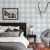 Picture of Scarborough Light Blue Striated Plaid Wallpaper