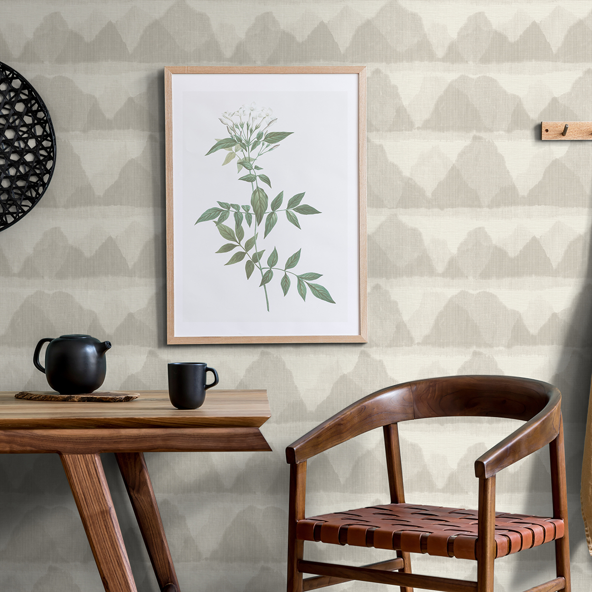 NUS3950 Taupe Mountain Peak String Peel and Stick Wallpaper by