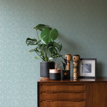 Picture of Turquoise Hepatica Petal String Peel and Stick Wallpaper