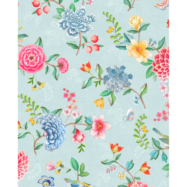 Picture of Good Evening Light Blue Floral Garden Wallpaper
