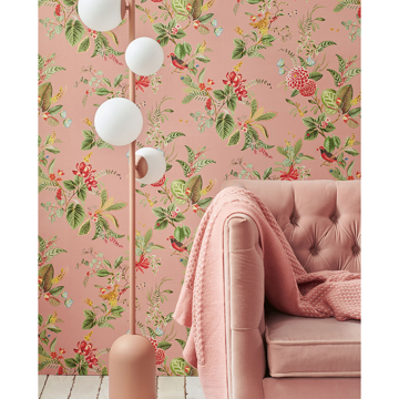 Show details for Floris Pink Woodland Floral Wallpaper