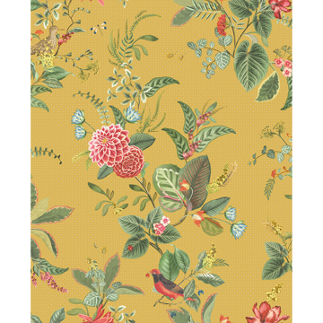 Picture of Floris Mustard Woodland Floral Wallpaper