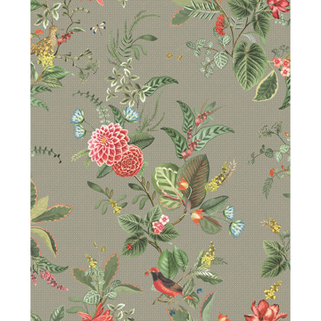 Picture of Floris Khaki Woodland Floral Wallpaper