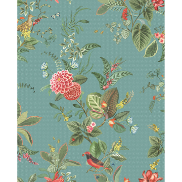 Picture of Floris Turquoise Woodland Floral Wallpaper
