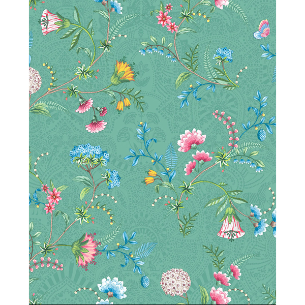 Picture of La Majorelle Green Ornate Floral Wallpaper