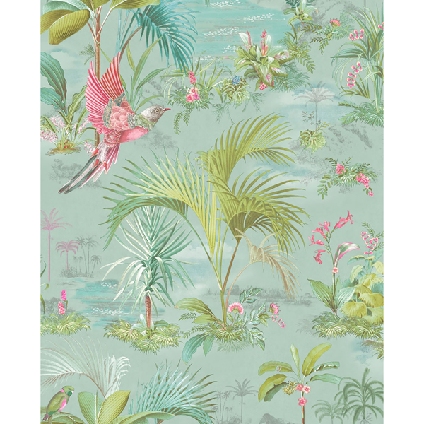 Picture of Calliope Light Blue Palm Scenes Wallpaper