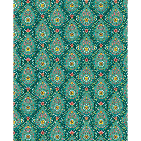 Picture of Garden Party Teal Raindrops Wallpaper