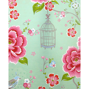 Picture of Yuma Light Green Birds in Paradise Wallpaper