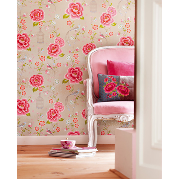 Show details for Yuma Khaki Birds in Paradise Wallpaper