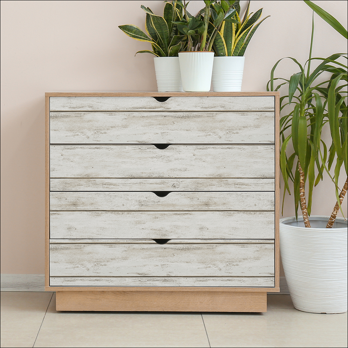 NHS3760 White Washed Plank Peel and Stick Wallpaper by InHome