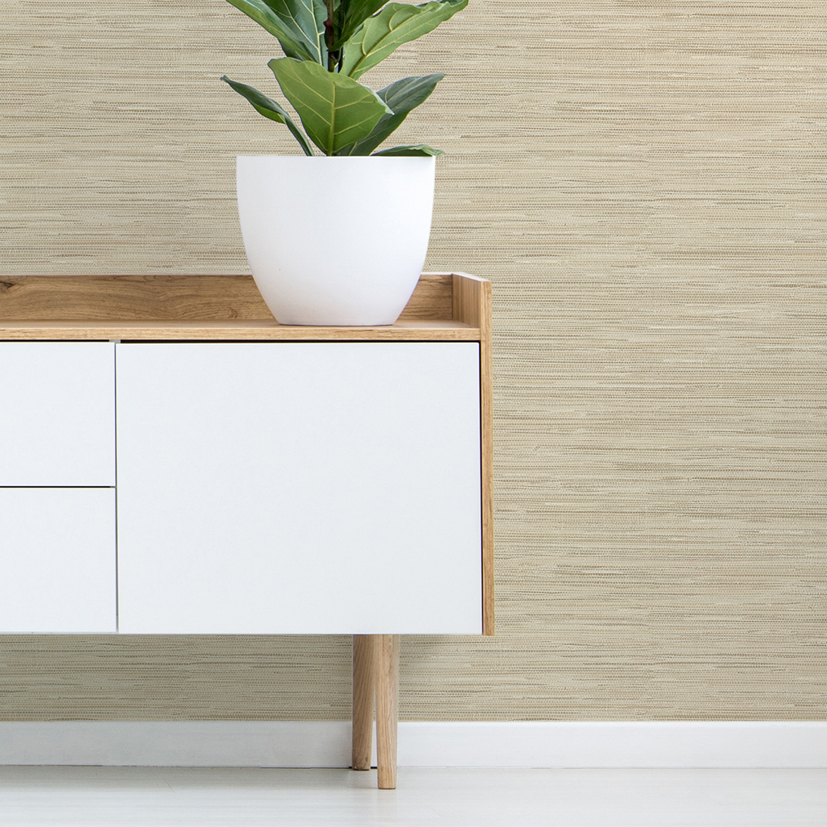 NHS3839 Avery Weave Cream Peel and Stick Wallpaper by InHome