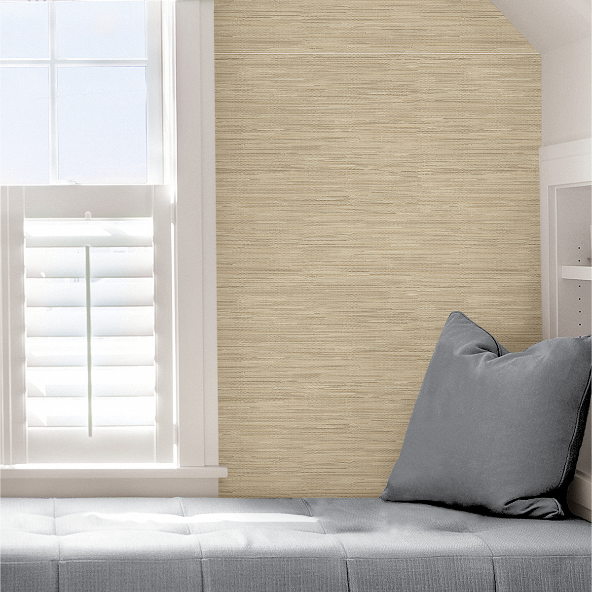 NHS3839 Avery Weave Cream Peel and Stick Wallpaper by InHome