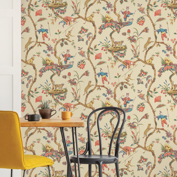 Show details for Ecru Chinoise Exotique Scalamandre Self Adhesive Wallpaper