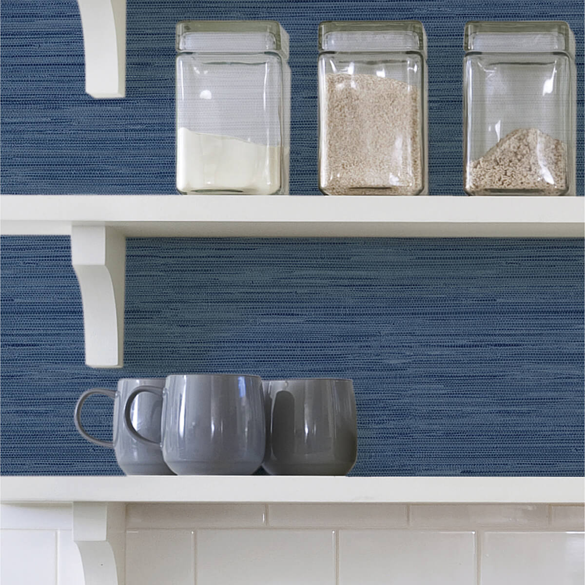 NHS3837 Avery Weave Navy Peel and Stick Wallpaper by InHome