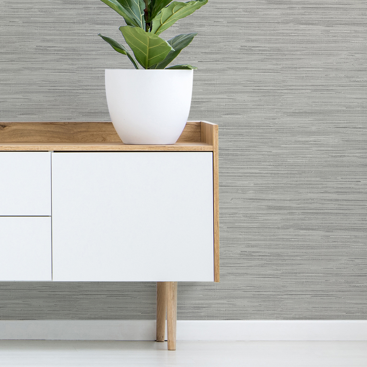 NHS3838 Avery Weave Grey Peel and Stick Wallpaper by InHome