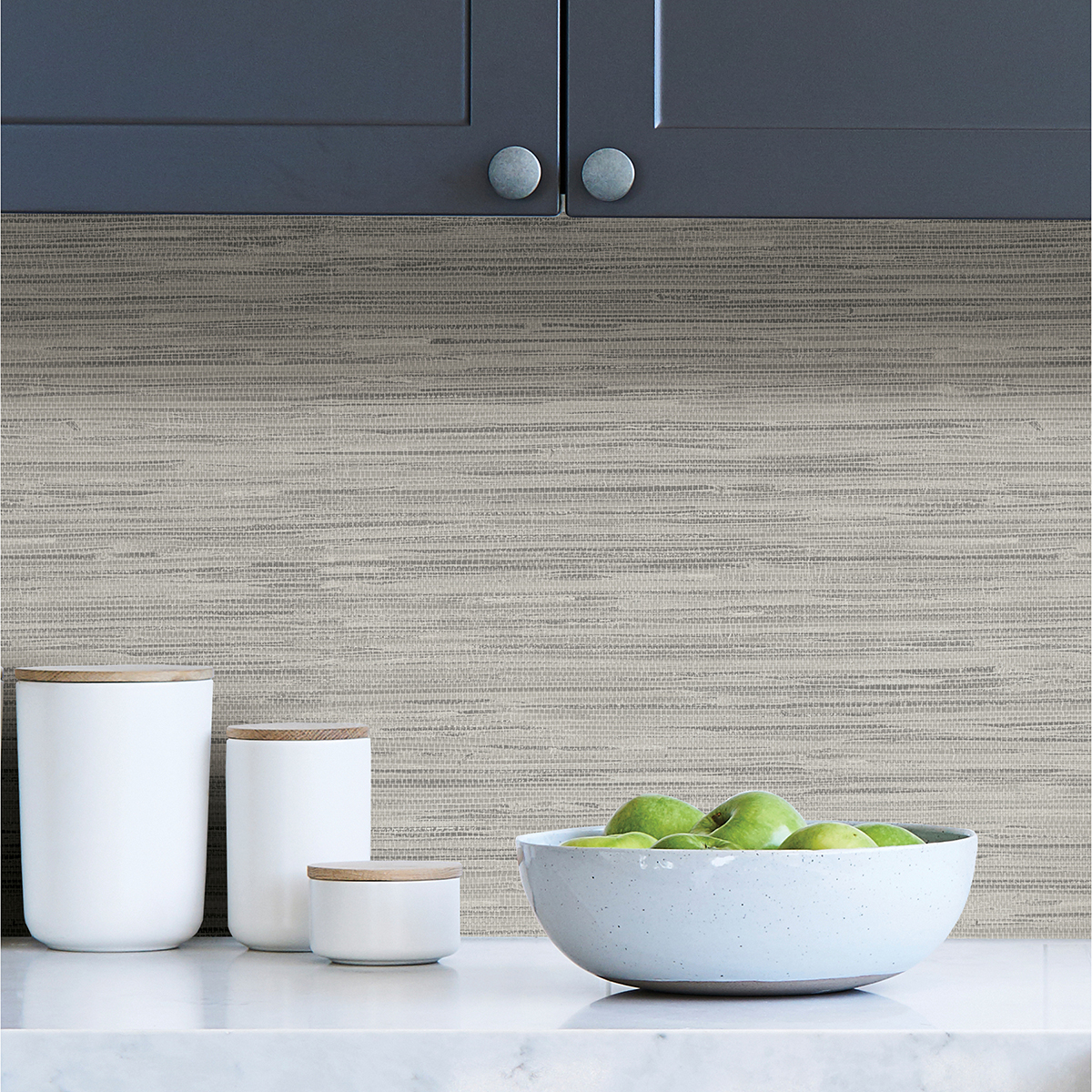 NHS3838 Avery Weave Grey Peel and Stick Wallpaper by InHome
