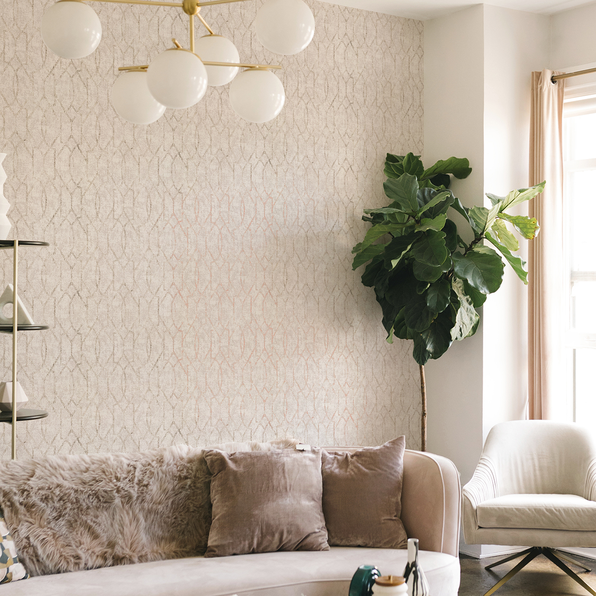 401986451 Ziva Rose Gold Trellis Wallpaper by AStreet Prints