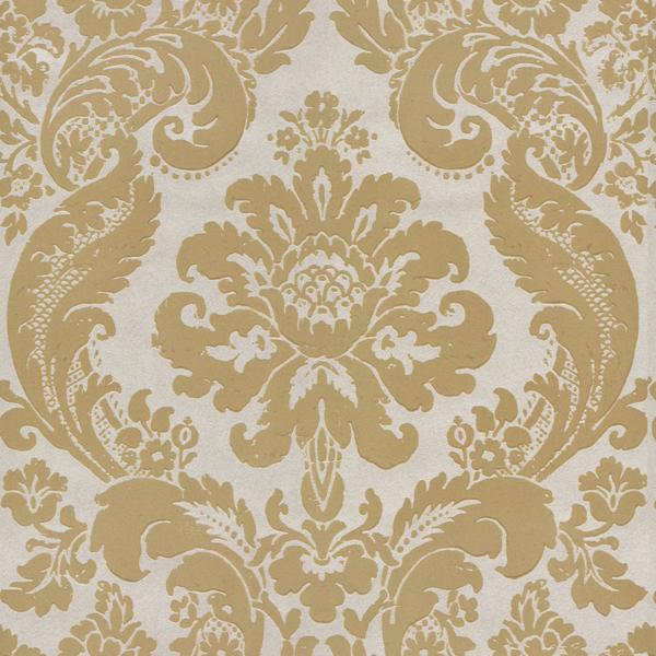 Picture of Shadow Khaki Flocked Damask Wallpaper