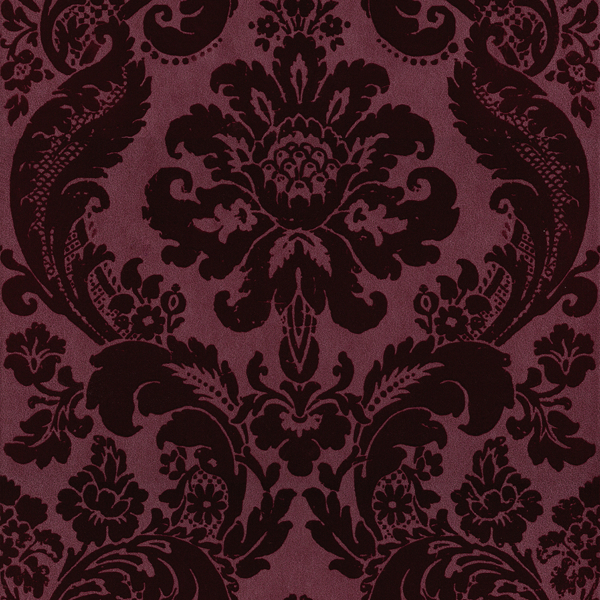 Picture of Shadow Merlot Flocked Damask Wallpaper
