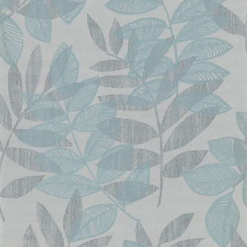 Picture of Chimera Turquoise Flocked Leaf Wallpaper
