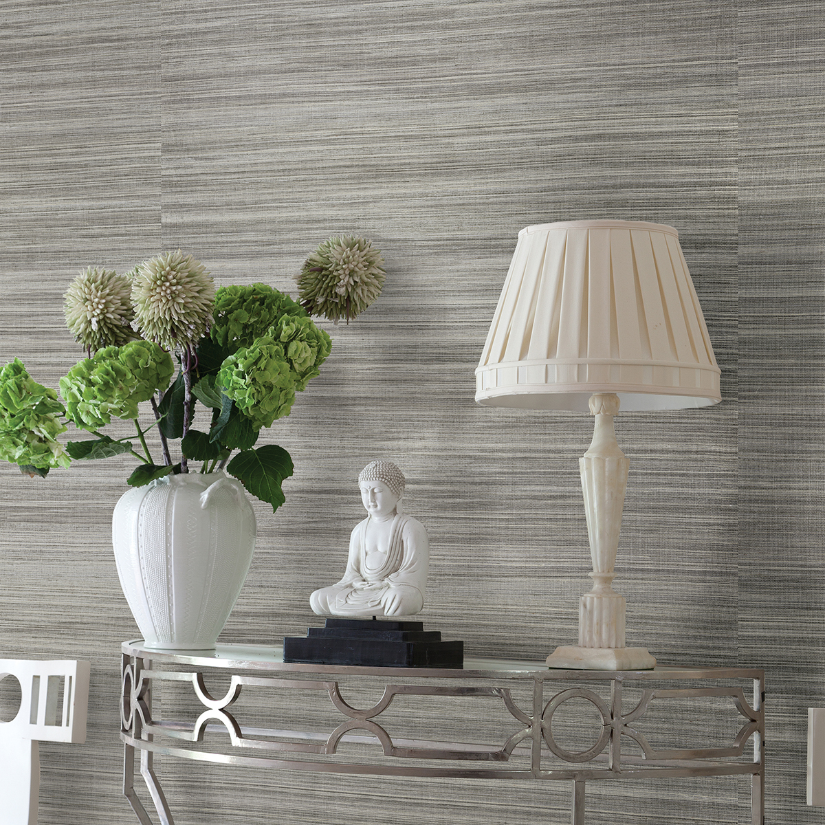 2829-80010 - Nathan Silver Grasscloth Wallpaper - by A - Street Prints